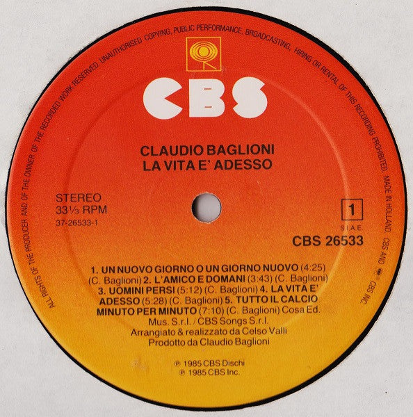 Claudio Baglioni - La Vita È Adesso