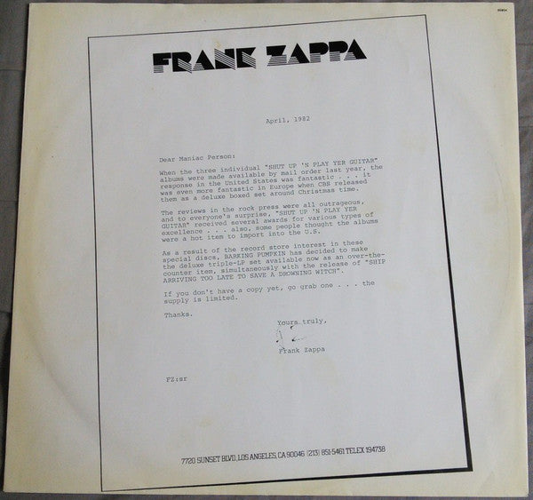 Frank Zappa - Ship Arriving Too Late To Save A Drowning Witch