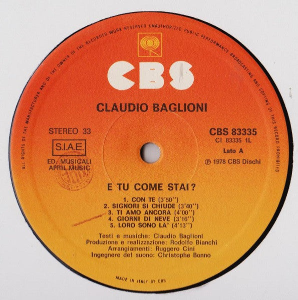 Claudio Baglioni - E Tu Come Stai?