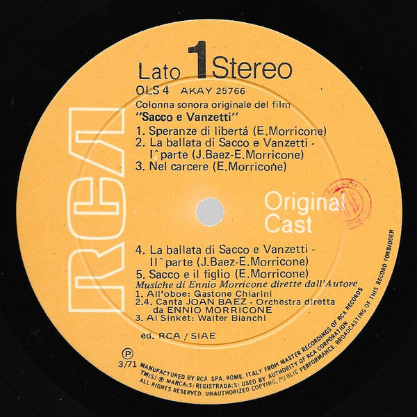 Ennio Morricone - Sacco E Vanzetti (Colonna Sonora Originale Del Film)