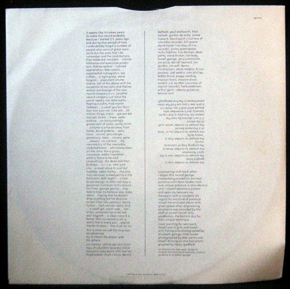 Lowell George - Thanks I'll Eat It Here