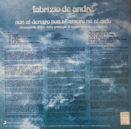 Fabrizio De André - Non Al Denaro Non All'Amore Nè Al Cielo