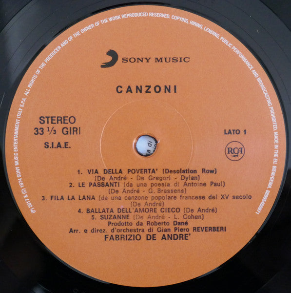 Fabrizio De André - Canzoni (nuovo)