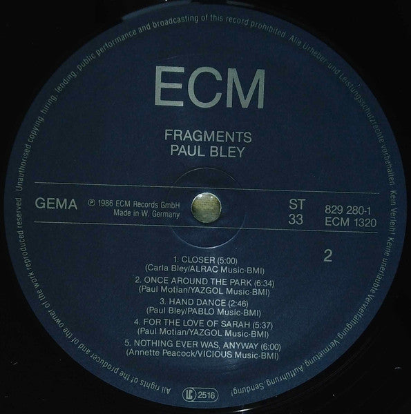 Paul Bley - Fragments