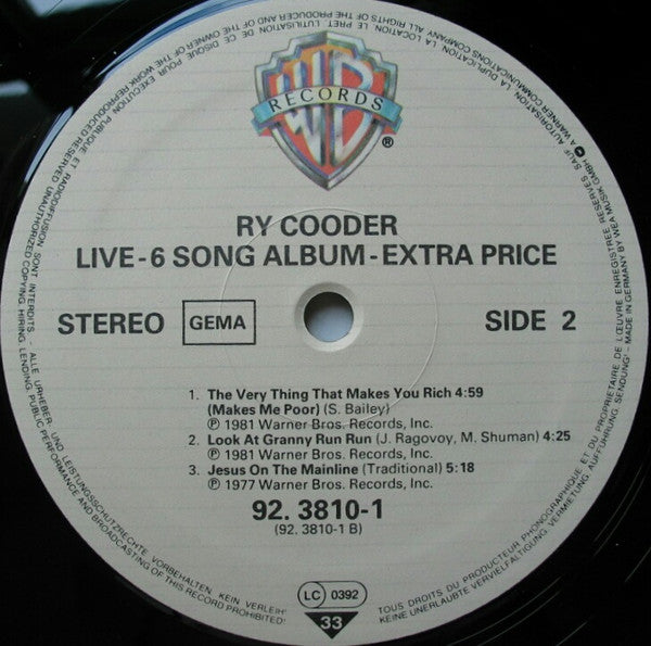 Ry Cooder - Live