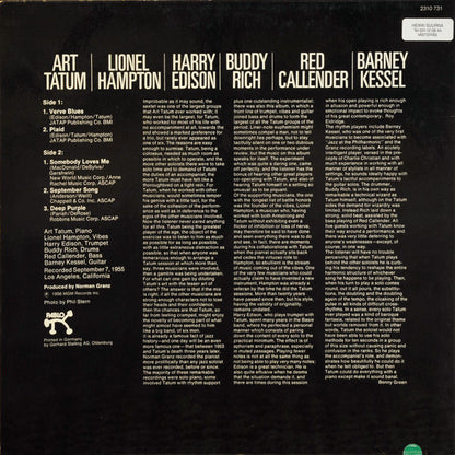 Art Tatum / Lionel Hampton / Harry Edison / Buddy Rich / Red Callender / Barney Kessel ‎– The Tatum Group Masterpieces