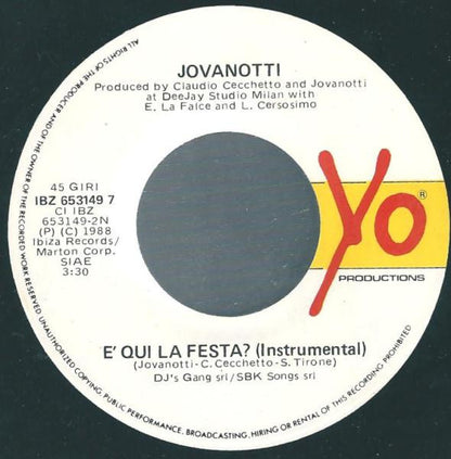 Jovanotti - È Qui La Festa? (7")
