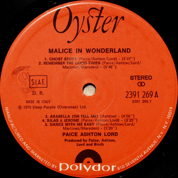 Paice Ashton & Lord - Malice In Wonderland