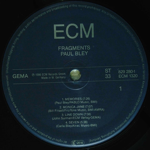 Paul Bley - Fragments