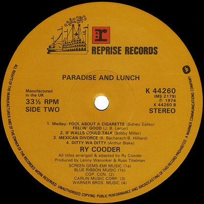 Ry Cooder - Paradise And Lunch