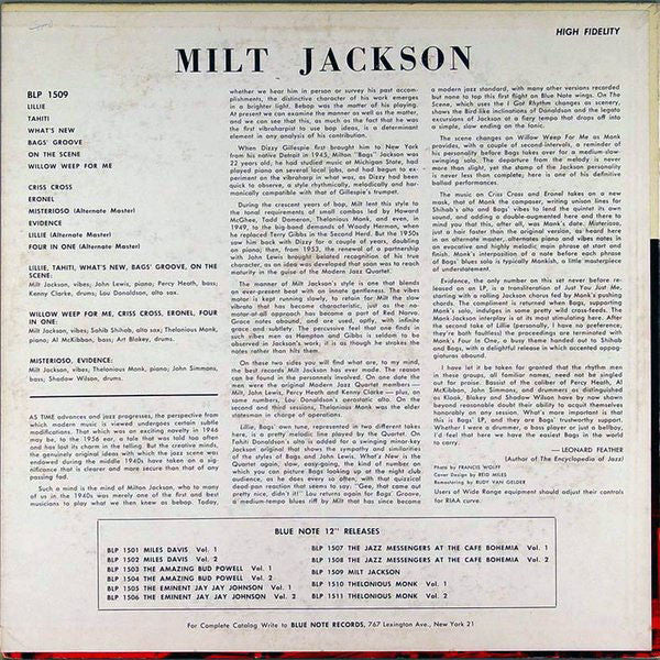 Milt Jackson - Milt Jackson With John Lewis, Percy Heath, Kenny Clarke, Lou Donaldson And The Thelonious Monk Quintet