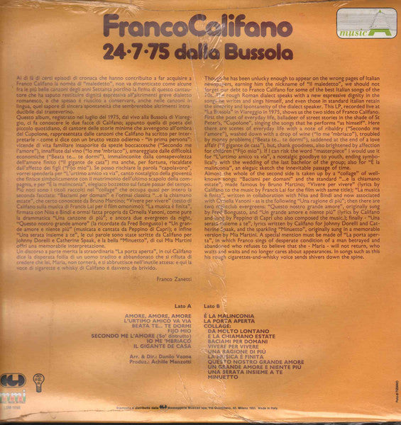 Franco Califano - Franco Califano Dalla Bussola