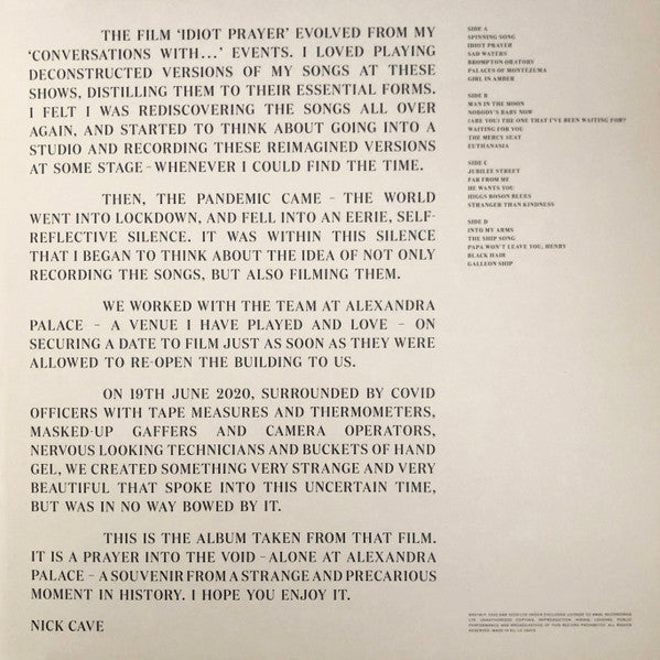 Nick Cave - Idiot Prayer (Nick Cave Alone At Alexandra Palace) (nuovo)