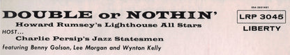 Howard Rumsey's Lighthouse All-Stars Host Charlie Persip's Jazz Statesmen With Lee Morgan, Benny Golson, Wynton Kelly ‎– Double Or Nothin'
