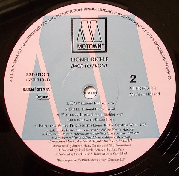 Lionel Richie - Back To Front