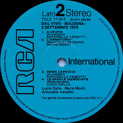 Dalla / De Gregori / Monti / Venditti ‎– Dal Vivo - Bologna 2 Settembre 1974