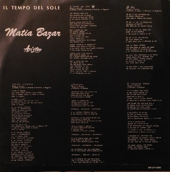 Matia Bazar - Il Tempo Del Sole