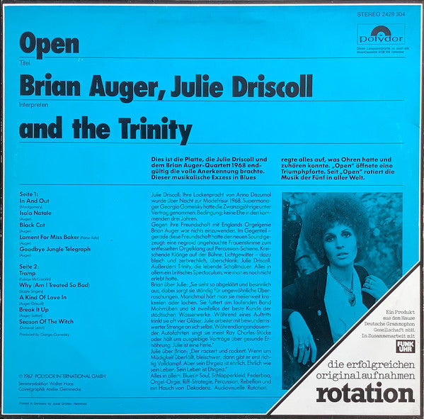 Brian Auger, Julie Driscoll And The Trinity ‎– Open