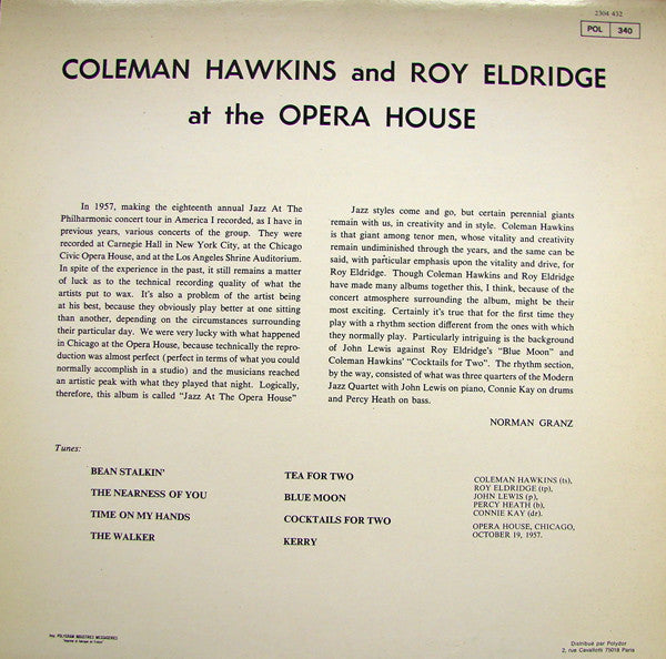 Coleman Hawkins - Coleman Hawkins And Roy Eldridge At The Opera House