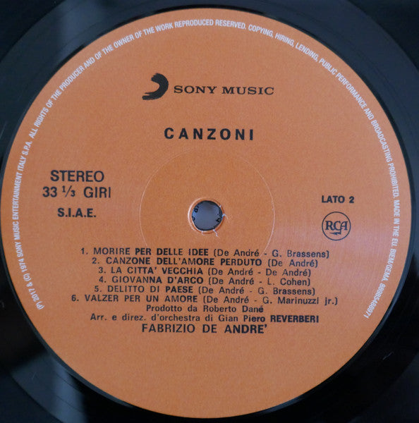 Fabrizio De André - Canzoni (nuovo)