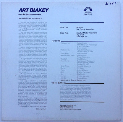 Art Blakey And The Jazz Messengers Featuring Wynton Marsalis ‎– Live At Bubba's Jazz Restaurant