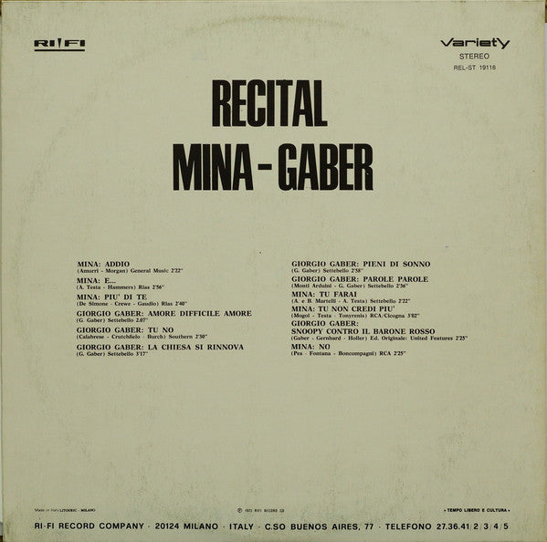Mina, Gaber - Recital