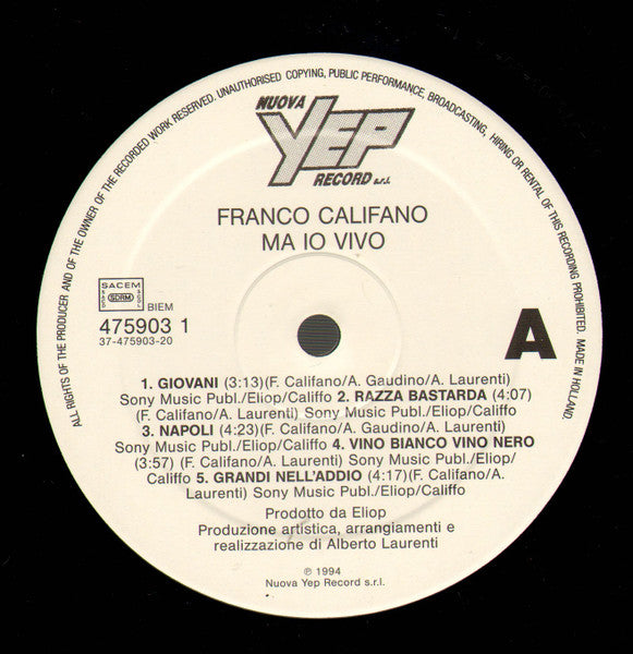 Franco Califano - Ma Io Vivo