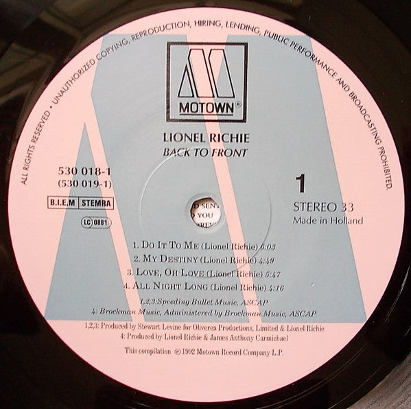 Lionel Richie - Back To Front
