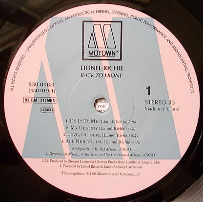 Lionel Richie - Back To Front