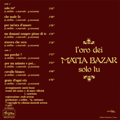 Matia Bazar - L'Oro Dei Matia Bazar - Solo Tu