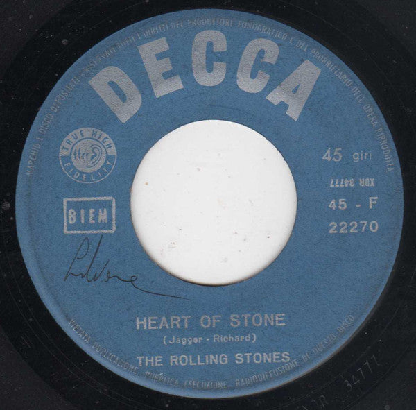 The Rolling Stones - Con Le Mie Lacrime = As Tears Go By / Heart Of Stone (7")