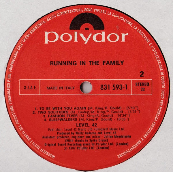 Level 42 - Running In The Family