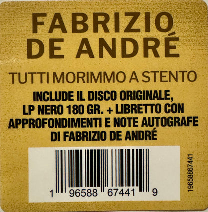 Fabrizio De André - Tutti Morimmo A Stento (nuovo)