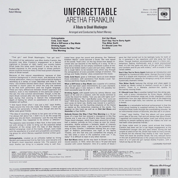 Aretha Franklin - Unforgettable (A Tribute To Dinah Washington) - (nuovo)