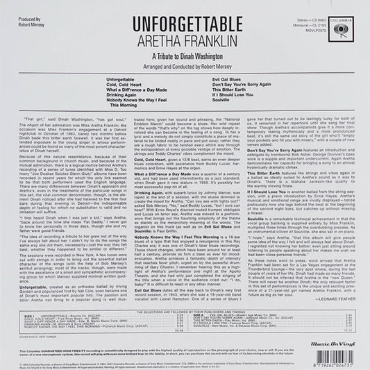 Aretha Franklin - Unforgettable (A Tribute To Dinah Washington) - (nuovo)