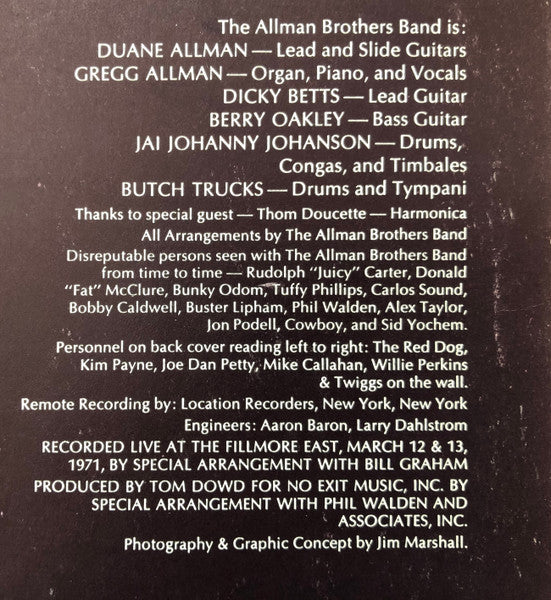 The Allman Brothers Band - The Allman Brothers Band At Fillmore East