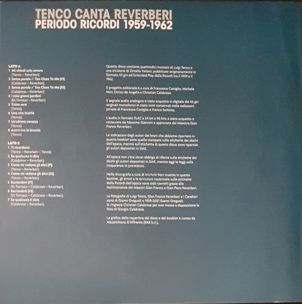 Luigi Tenco - Luigi Tenco Canta Reverberi (Periodo Ricordi 1959-1962) (nuovo)