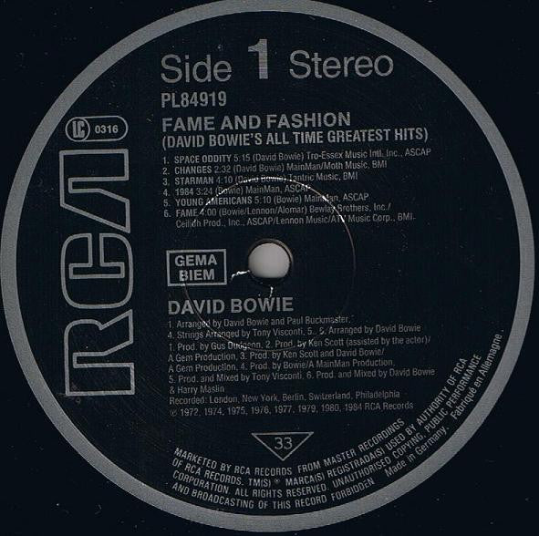 David Bowie - Fame And Fashion (David Bowie's All Time Greatest Hits)