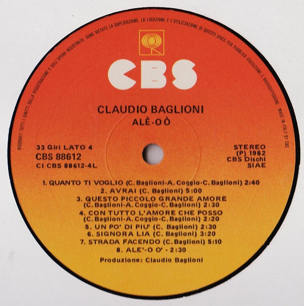 Claudio Baglioni - Alé-Oó