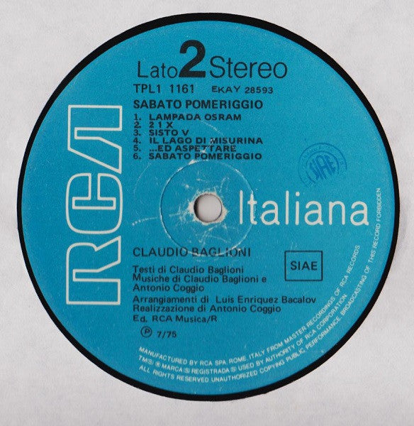 Claudio Baglioni - Sabato Pomeriggio