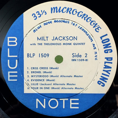 Milt Jackson - Milt Jackson With John Lewis, Percy Heath, Kenny Clarke, Lou Donaldson And The Thelonious Monk Quintet