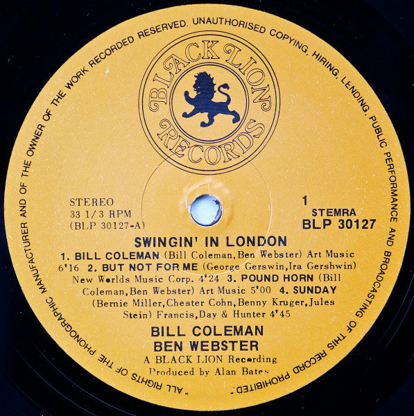 Bill Coleman / Ben Webster ‎– Swingin' In London