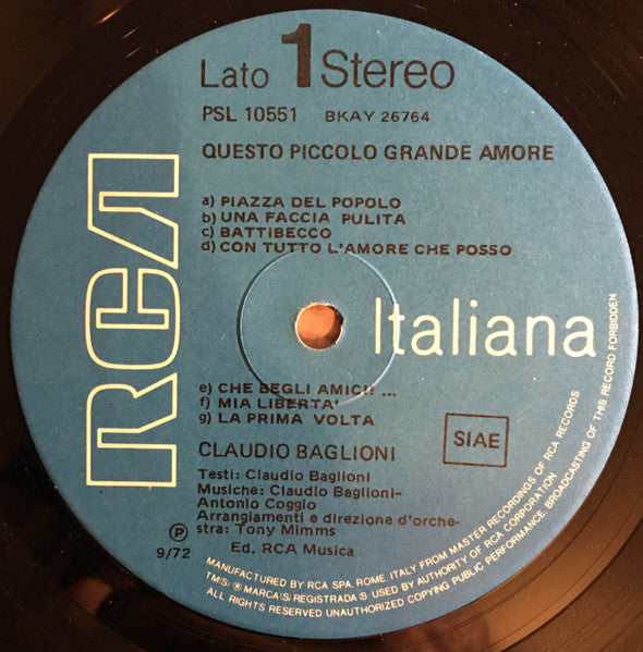 Claudio Baglioni - Questo Piccolo Grande Amore