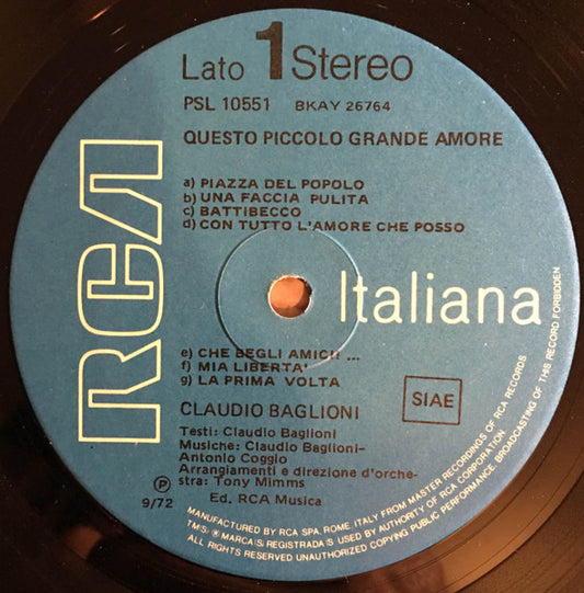 Claudio Baglioni - Questo Piccolo Grande Amore