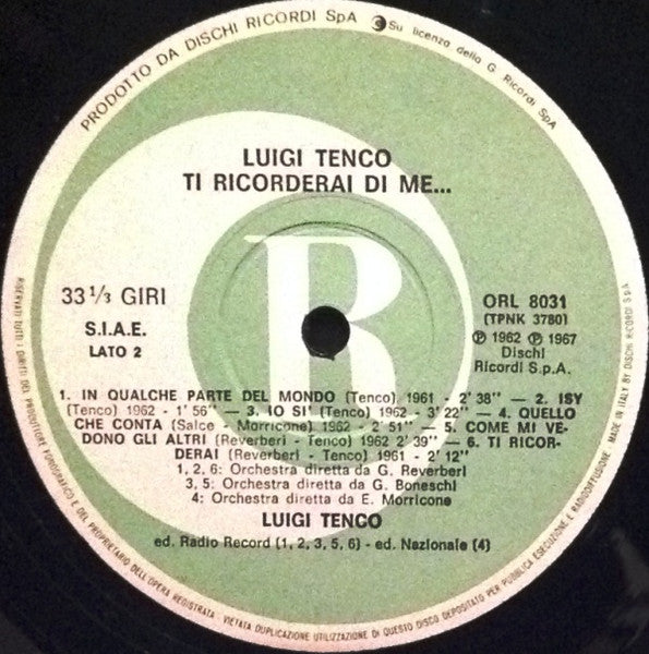 Luigi Tenco - Ti Ricorderai Di Me...