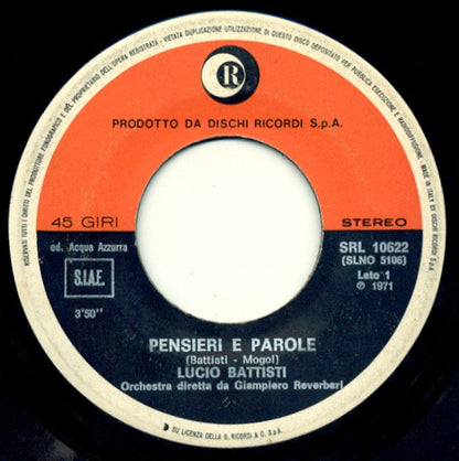 Lucio Battisti - Pensieri E Parole (7")