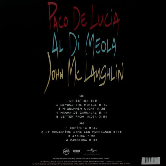 Paco De Lucía, Al Di Meola, John McLaughlin ‎– The Guitar Trio