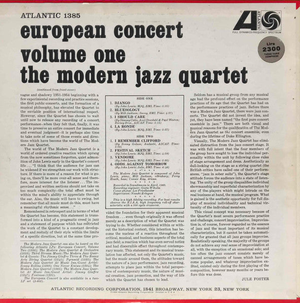 The Modern Jazz Quartet - European Concert : Volume One