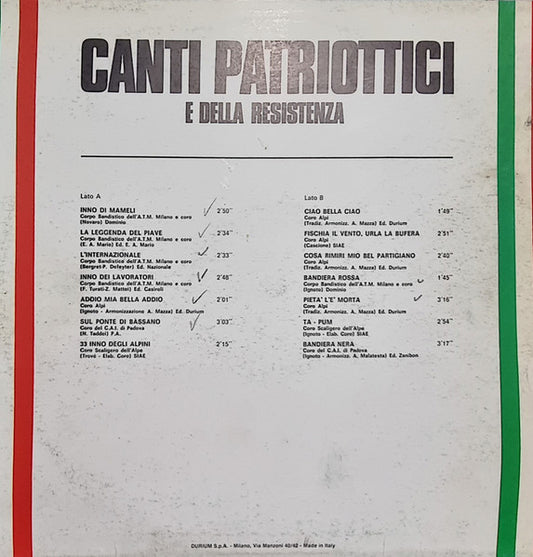 Various - Canti Patriottici E Della Resistenza