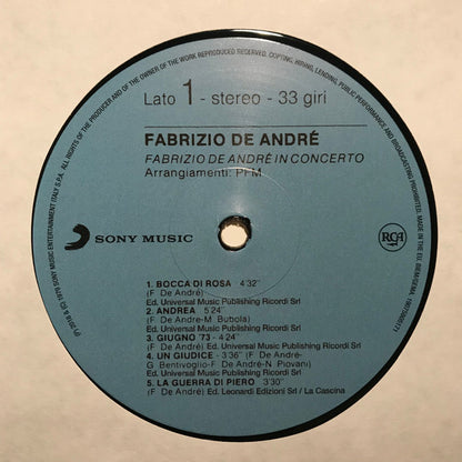 Fabrizio De André - Fabrizio De André In Concerto (Arrangiamenti PFM) (nuovo)